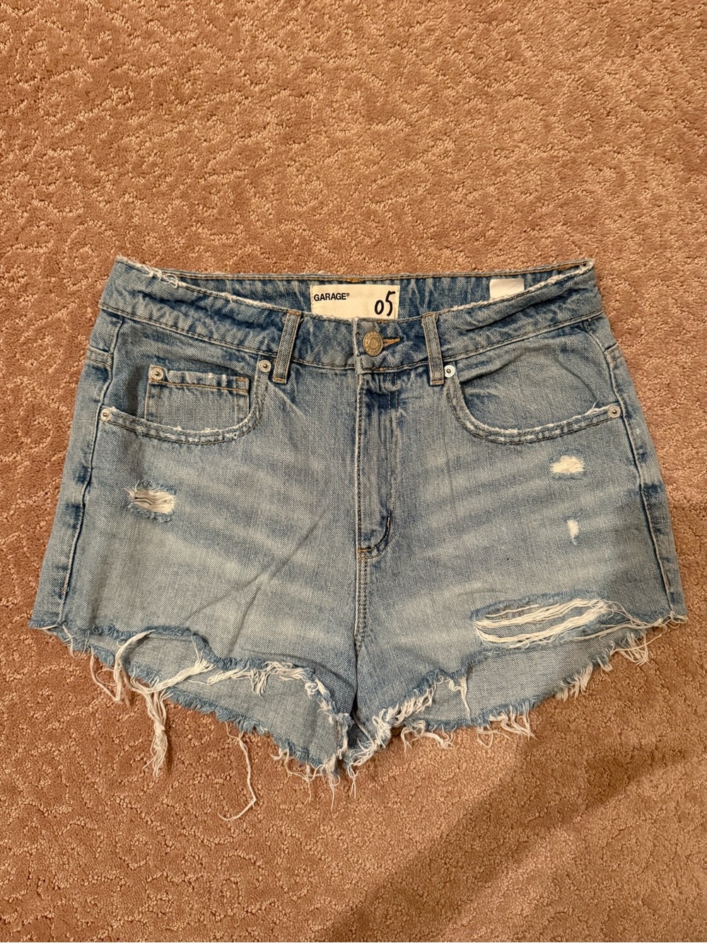 Garage Light Wash Distressed Jean Shorts